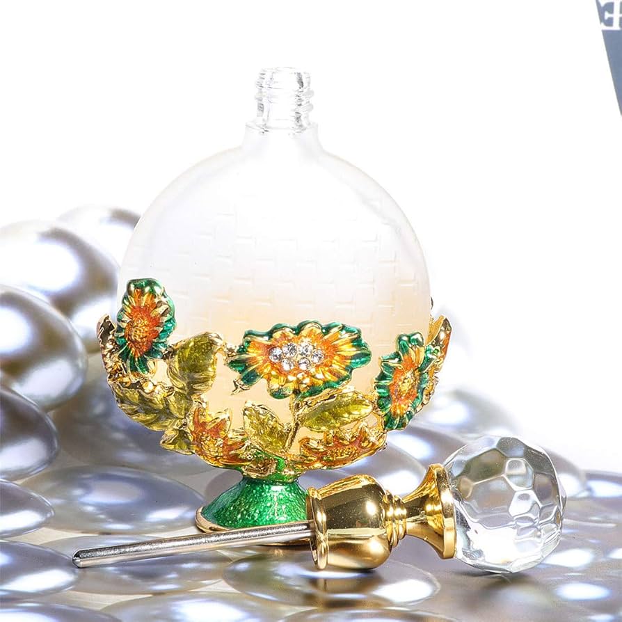 Amazon.co.jp: Waltz&F黄緑小さい花金メッキクリスタル復古香水